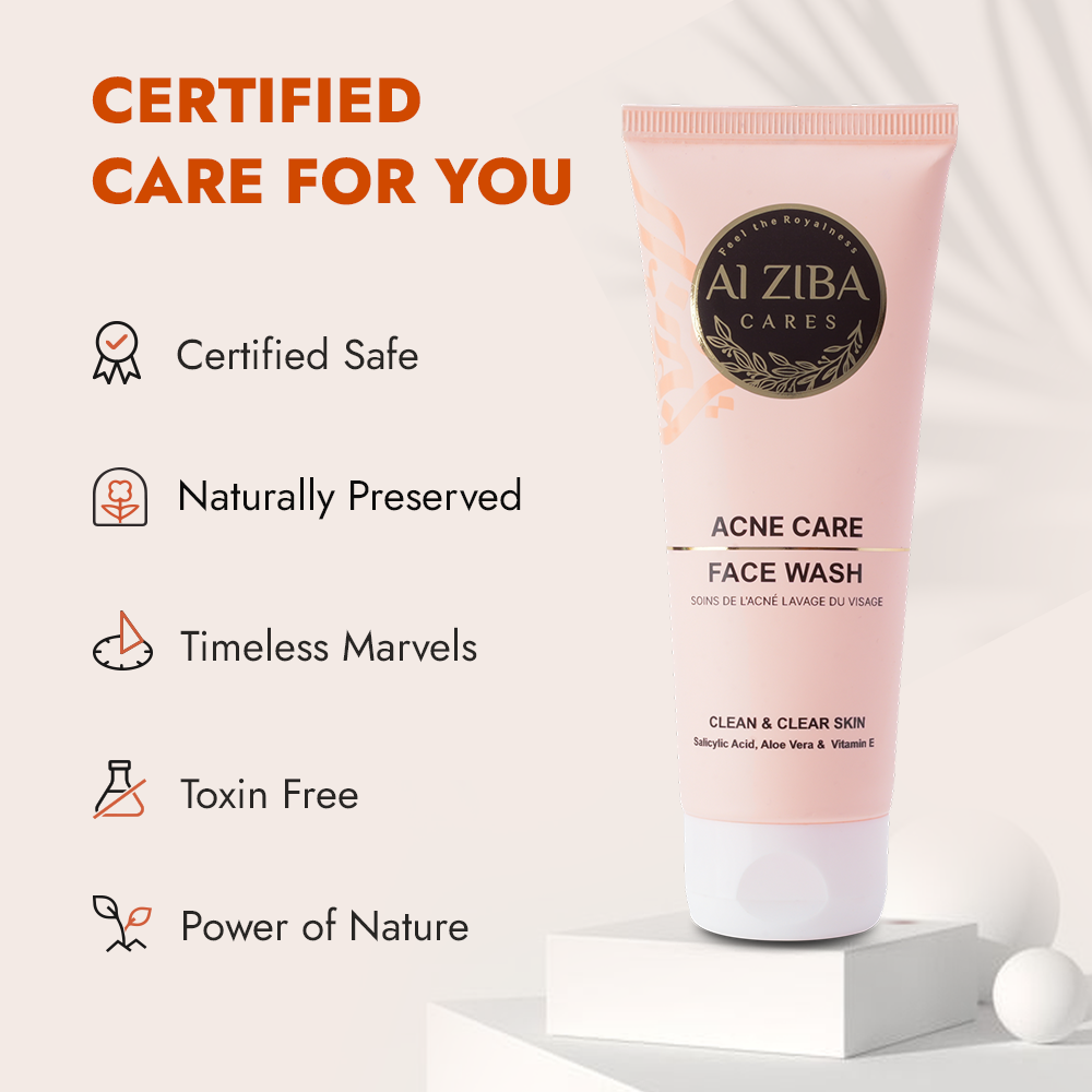 ALZIBA CARES Acne Clean and Clear Face wash with 2% Salicylic Acid, Aloe Vera and Vitamin E | Effective & Advance Acne / Pimple Care and Control | 100 ML | for Men and Women, All Season & all Skin Types