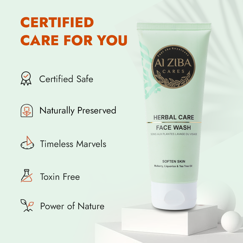 ALZIBA CARES Herbal Care Face wash with Mulberry, Liquorice, Tea Tree oil & D-Panthenol | for Soft, Supple & Balanced Skin | 100 ML | for Men and Women, All Season & all Skin Types